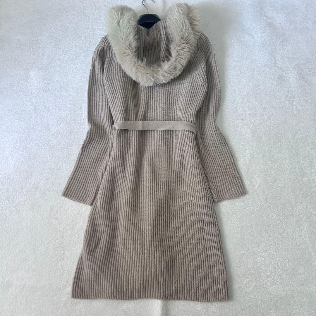 キャメル100%✨マックスマーラ　フォックスファー　ベルト　ふんわりカーディガン