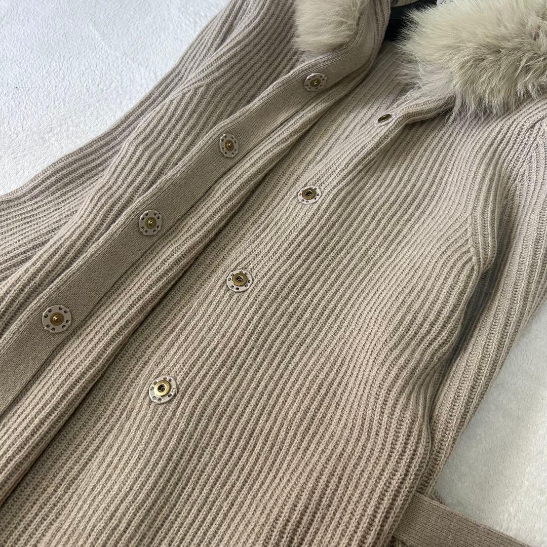 キャメル100%✨マックスマーラ　フォックスファー　ベルト　ふんわりカーディガン
