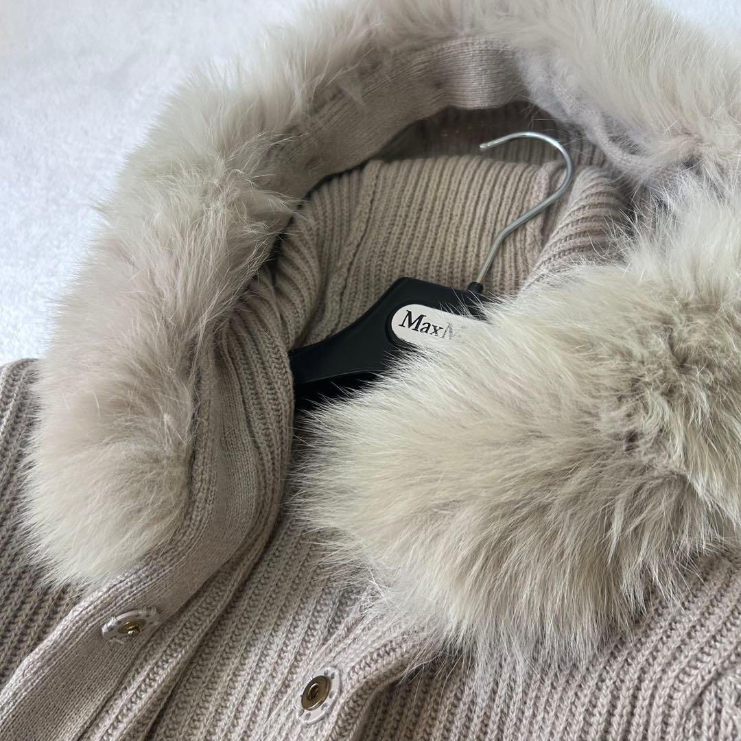 キャメル100%✨マックスマーラ　フォックスファー　ベルト　ふんわりカーディガン