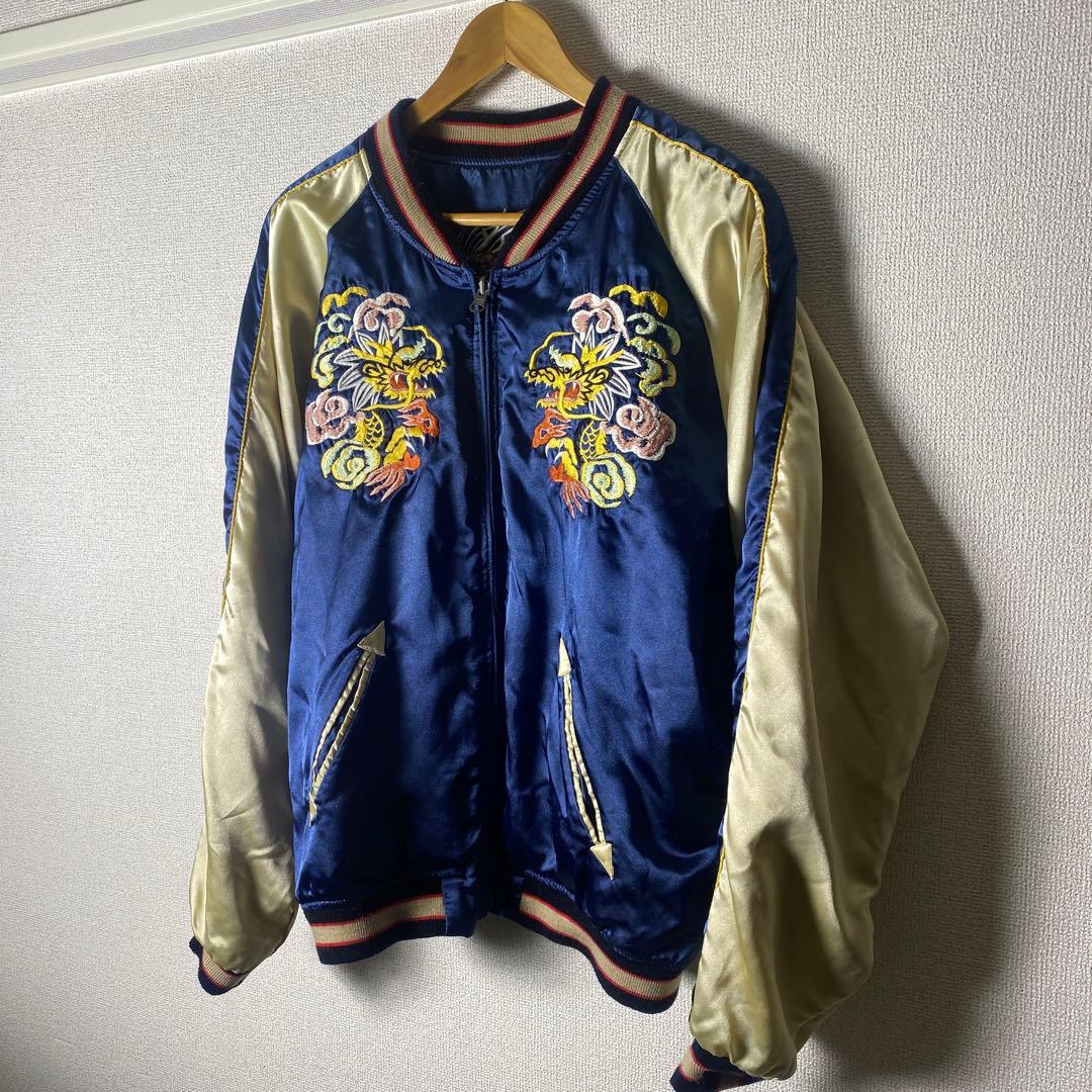 80's〜90's VULCANO スカジャン リバーシブル 龍　鷹　刺繍