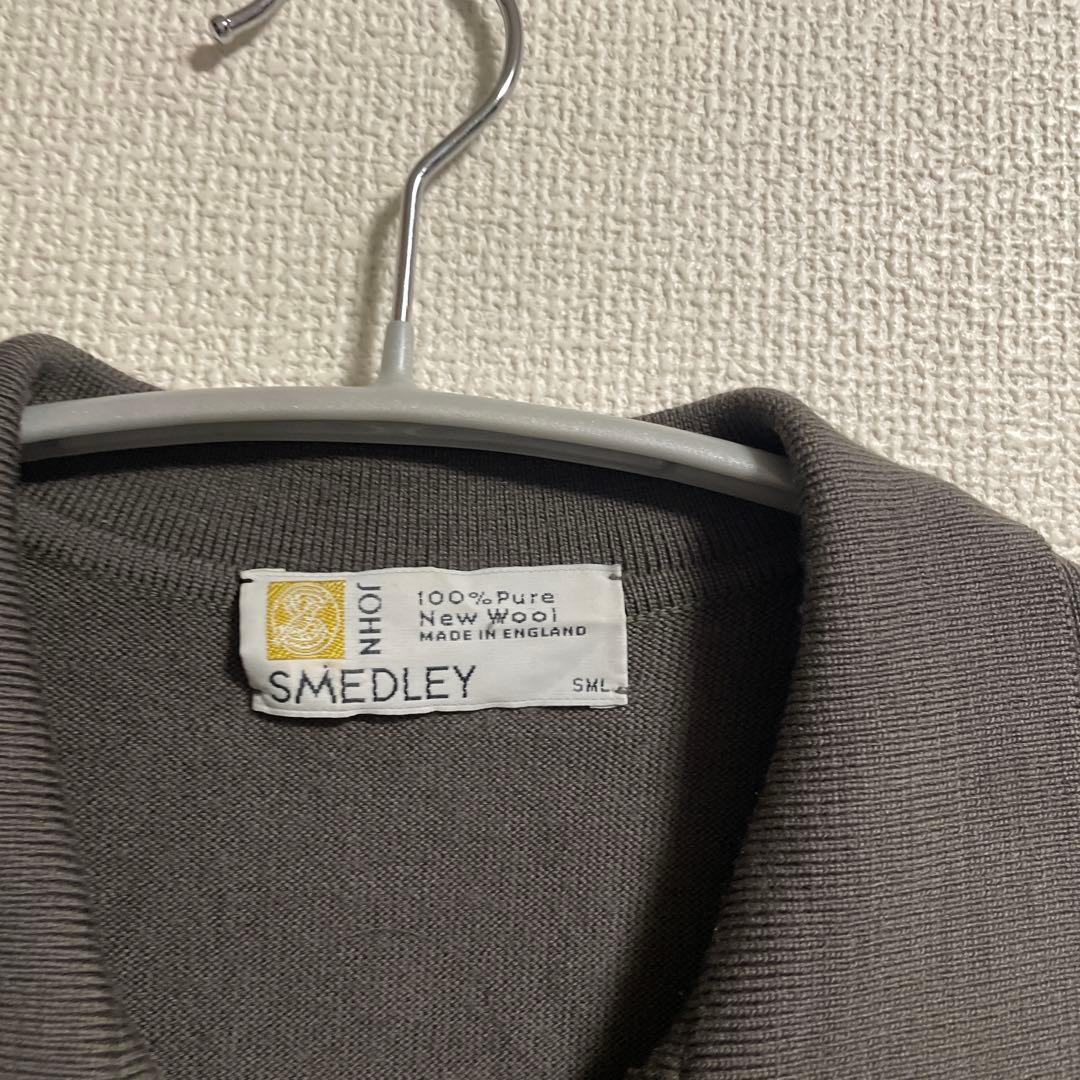 ジョンスメドレー 襟付き ポロカーディガン グレー