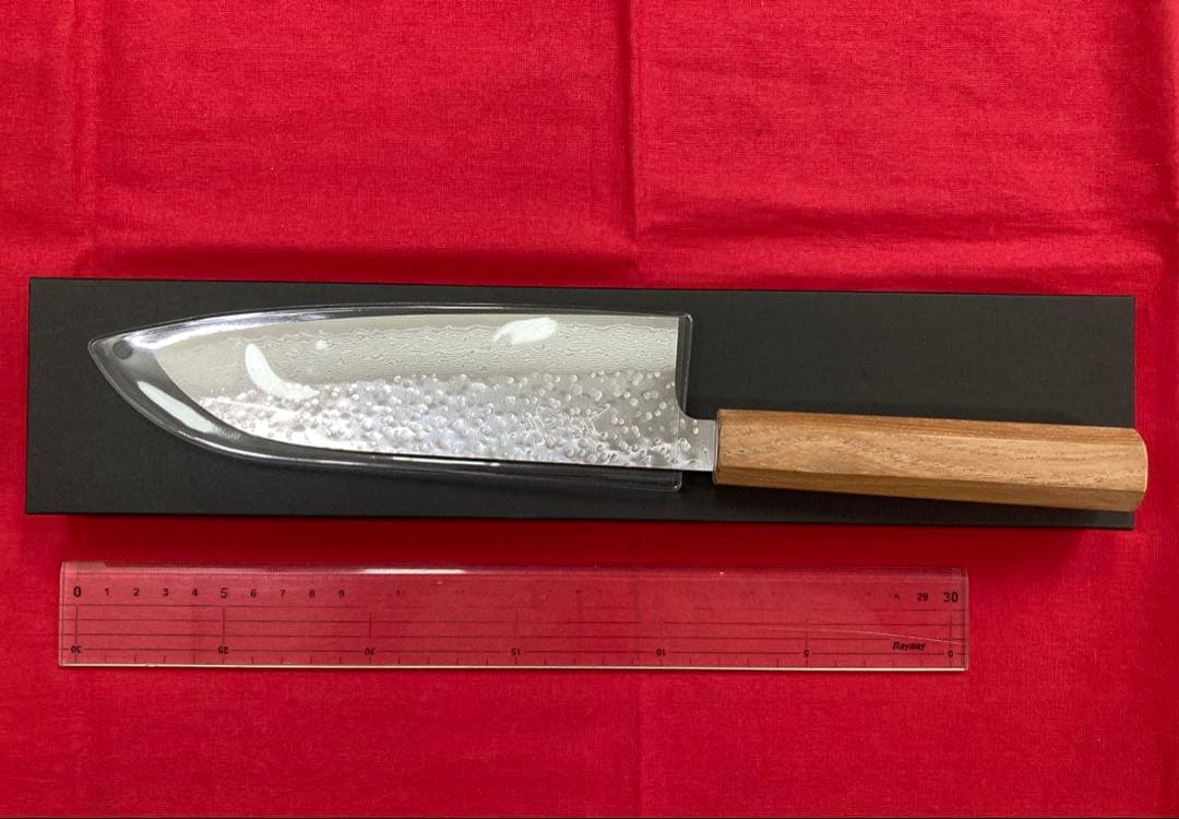 越前打刃物 黒崎真作 三徳 瑞風 ダマスカス33層仕上げ 165mm