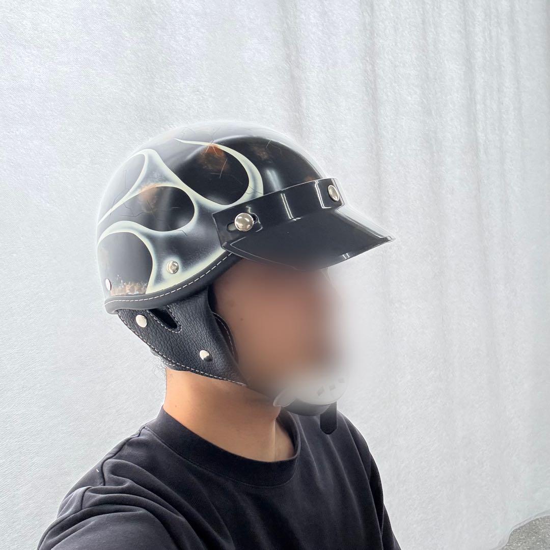 ショーティー ポリヘル ポリスヘルメット 半ヘル フレイムス エイジング加工