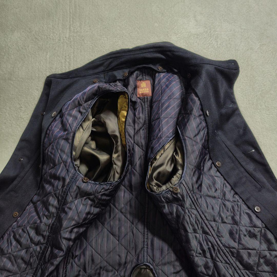 極美品　タケオキクチ　2way　ステンカラー　ライナー付き　ヘリンボーン　L