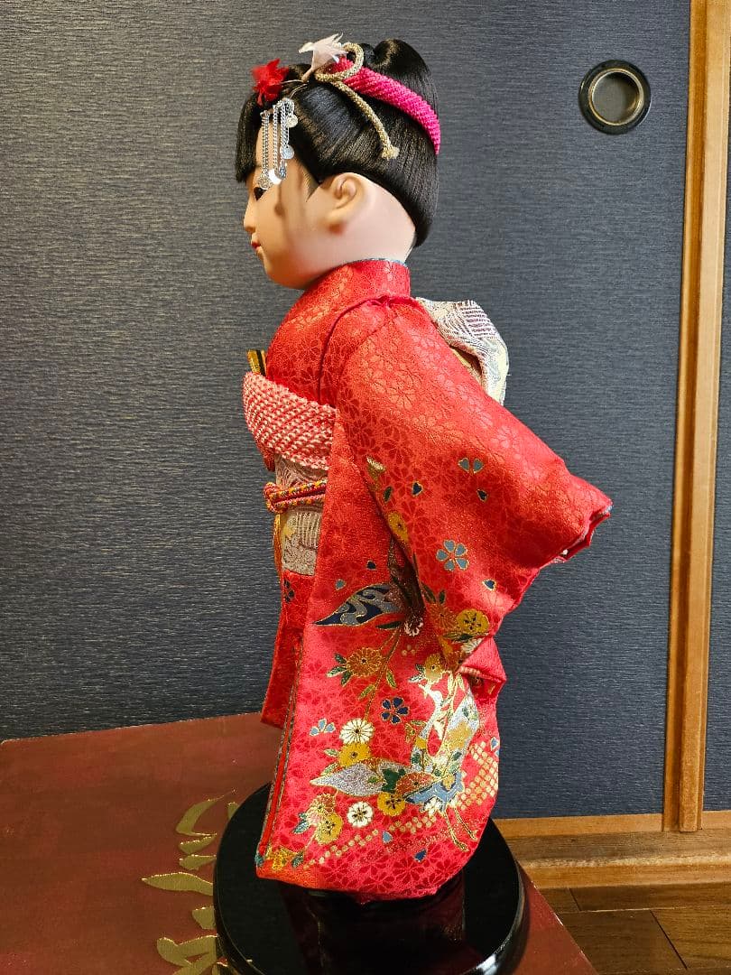 人形の秀月 市松人形 髪飾り付き