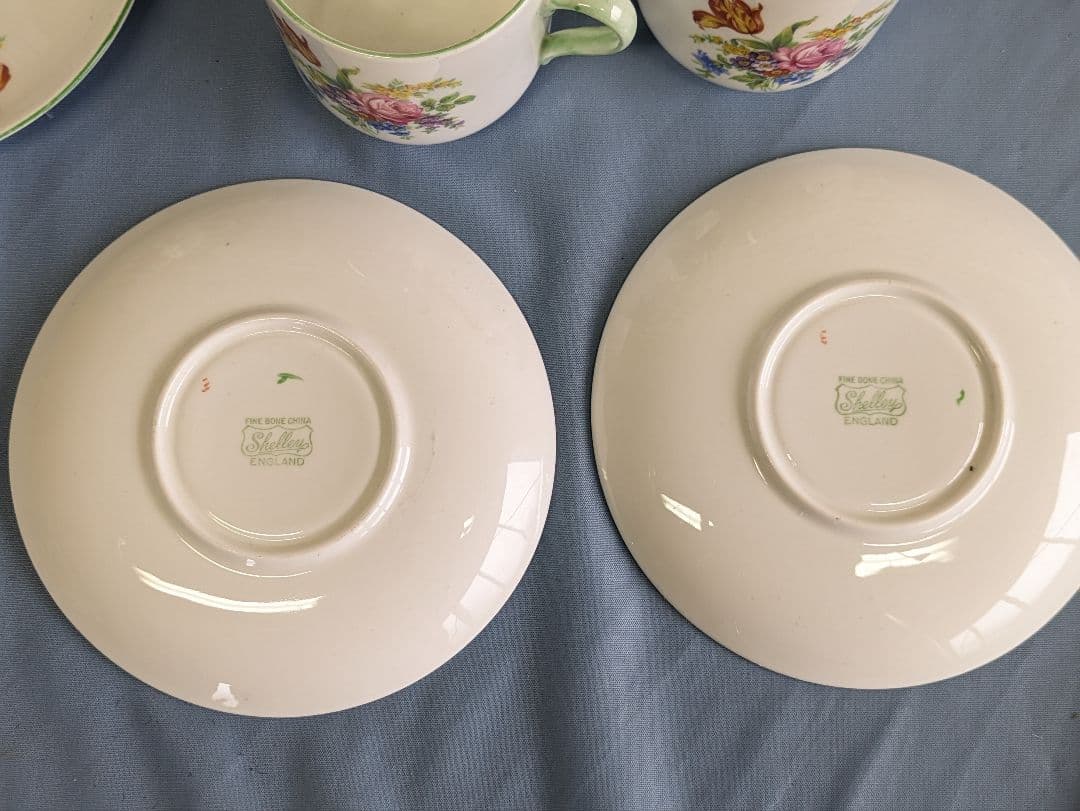 シェリー窯 shelley ティーカップ＆ソーサー ５客 美品 英アンティーク