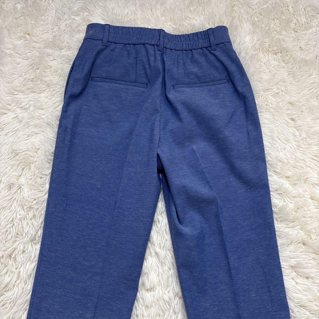 【未使用に近い】プラステ　セットアップ　ノーカラー　リネン混　ブルー　Lサイズ