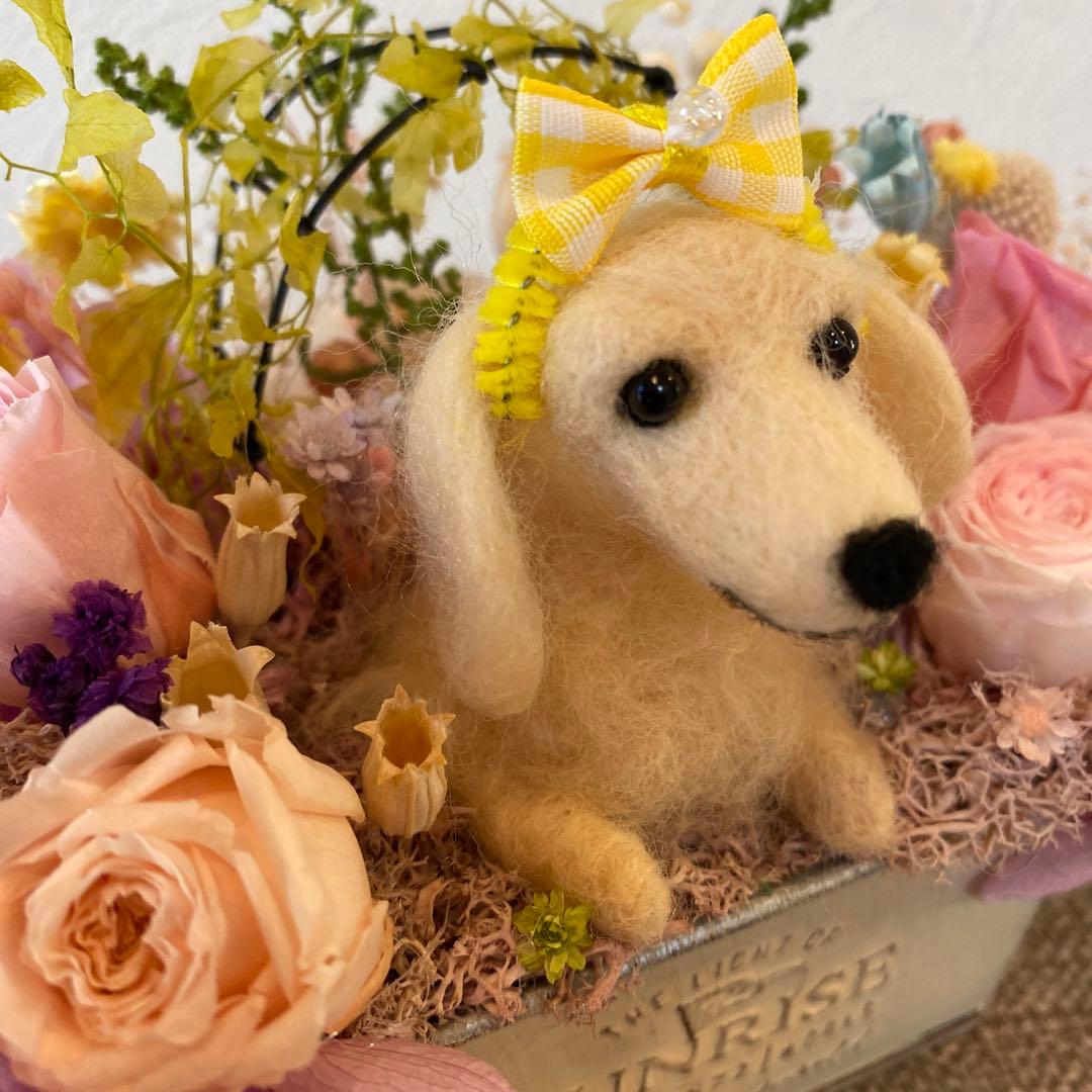 フラワーアレンジ&ダックスちゃん