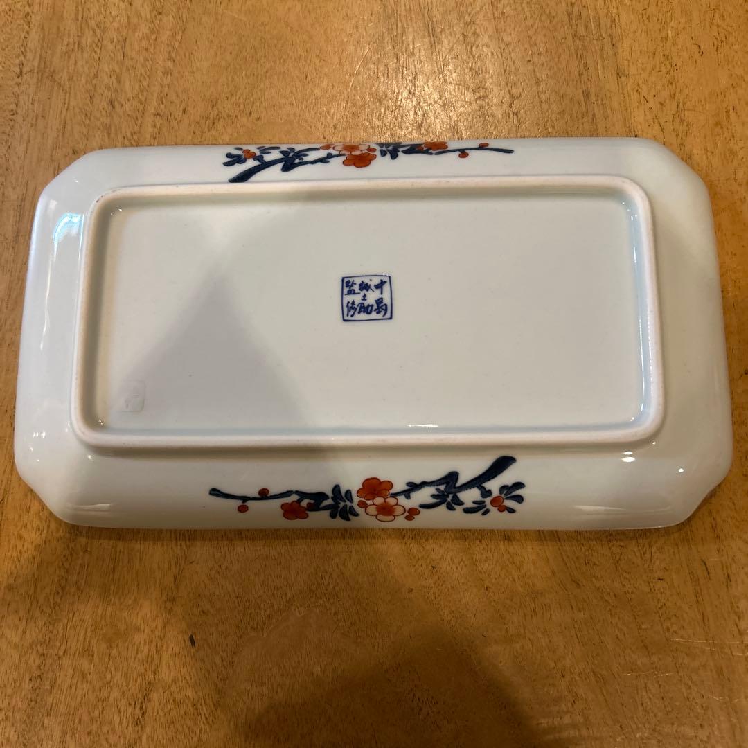 有田焼【 中島誠之助監修 】古伊万里絵付　角長皿　五枚