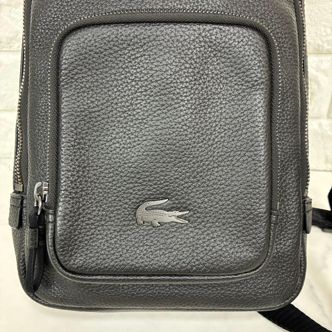 極美品✨ラコステ　レザーボディバッグ　ショルダーバッグ　ブラック