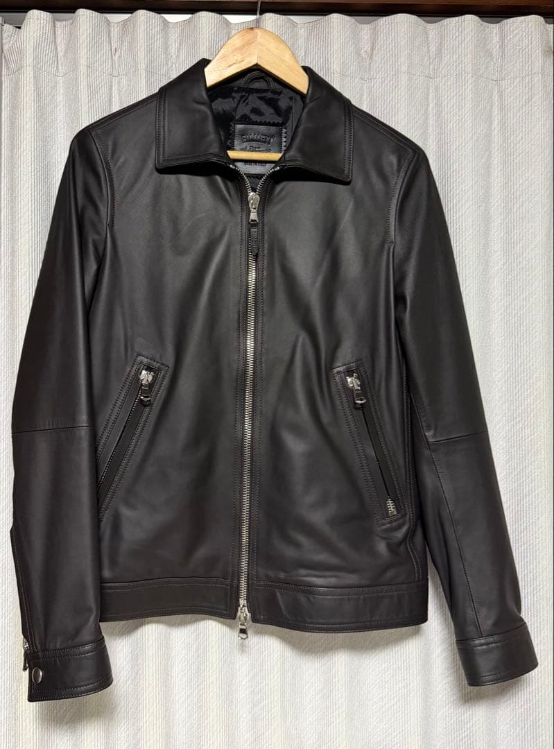 EMMETI GIACOMO 襟付きラムレザージャケット　46