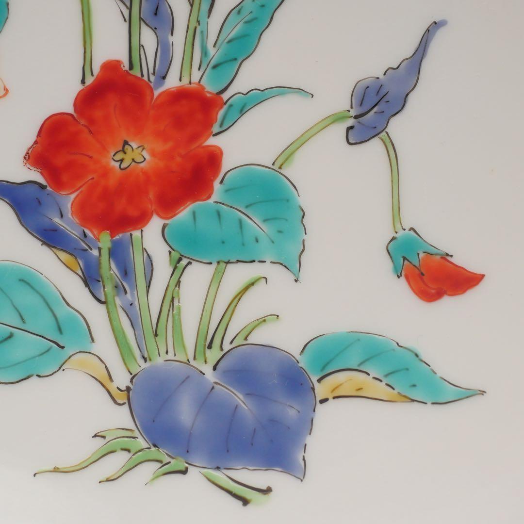 人間国宝 十四代 酒井田柿右衛門 本人作 濁手 すみれ文 皿 共箱 共布 栞付