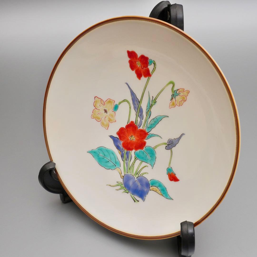 人間国宝 十四代 酒井田柿右衛門 本人作 濁手 すみれ文 皿 共箱 共布 栞付