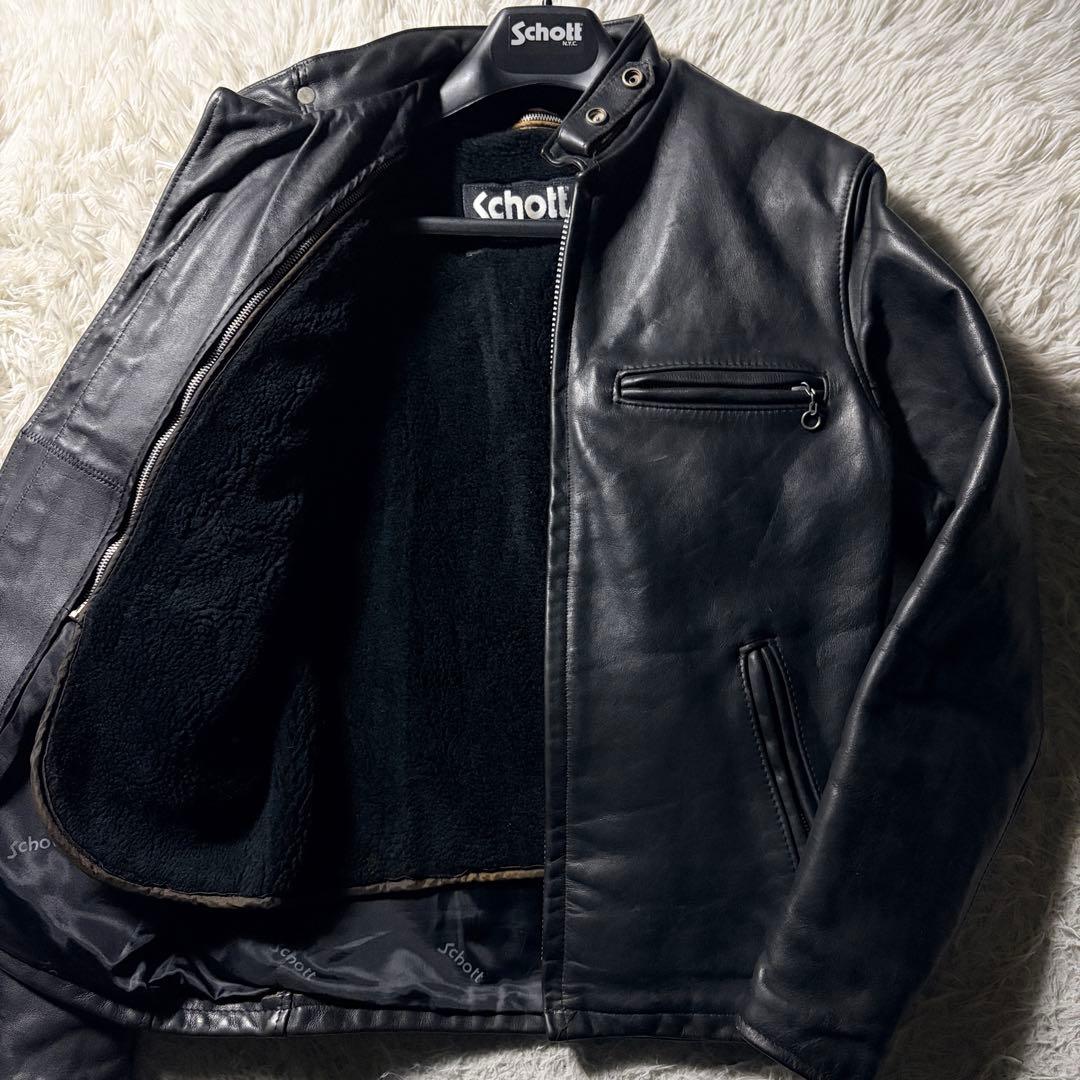 【米国製】schott ライダースジャケット　641 本革　ブラック　36