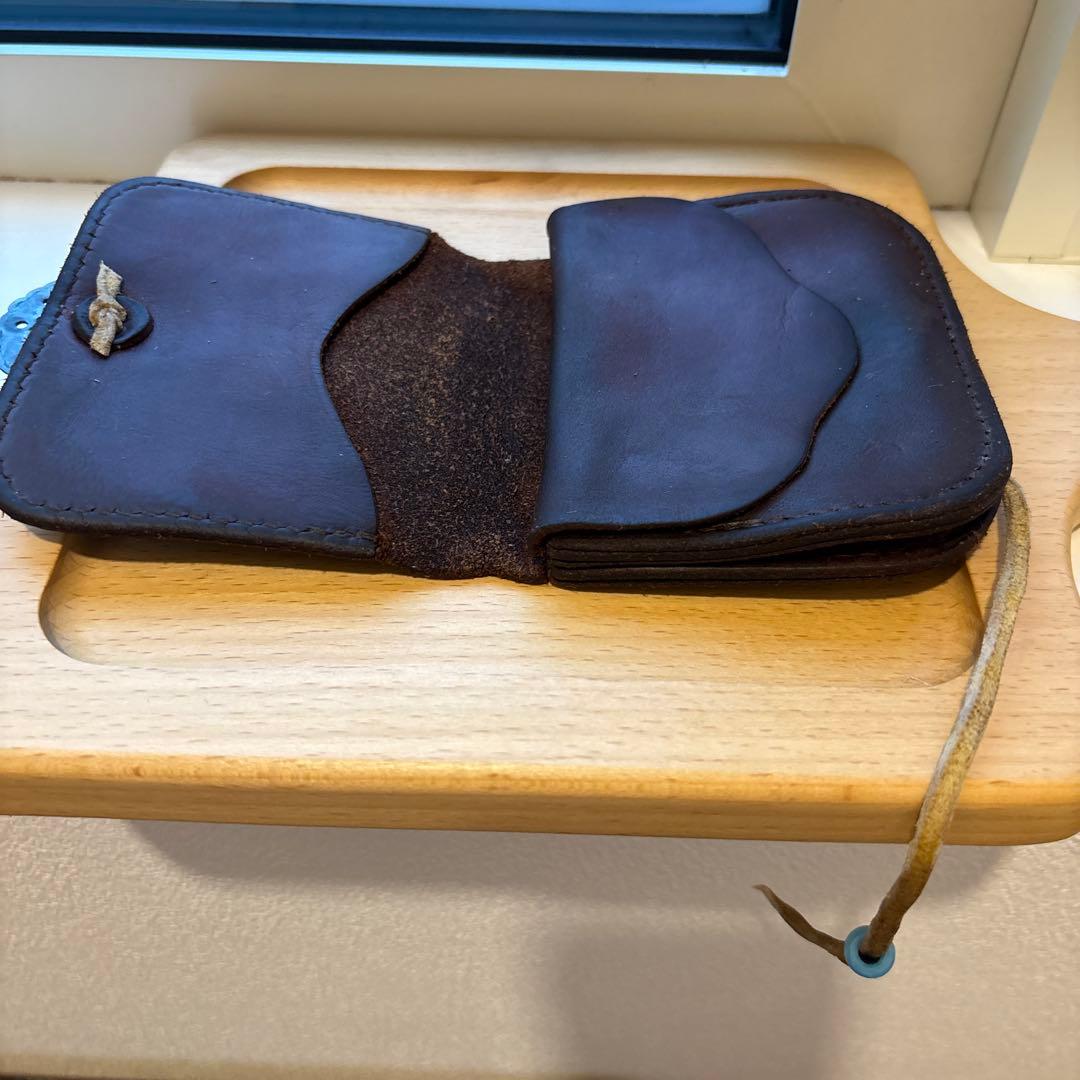 ゴローズ　角型小銭入れ　マチ無し　金メタ付きフラワーコンチョ　焦茶