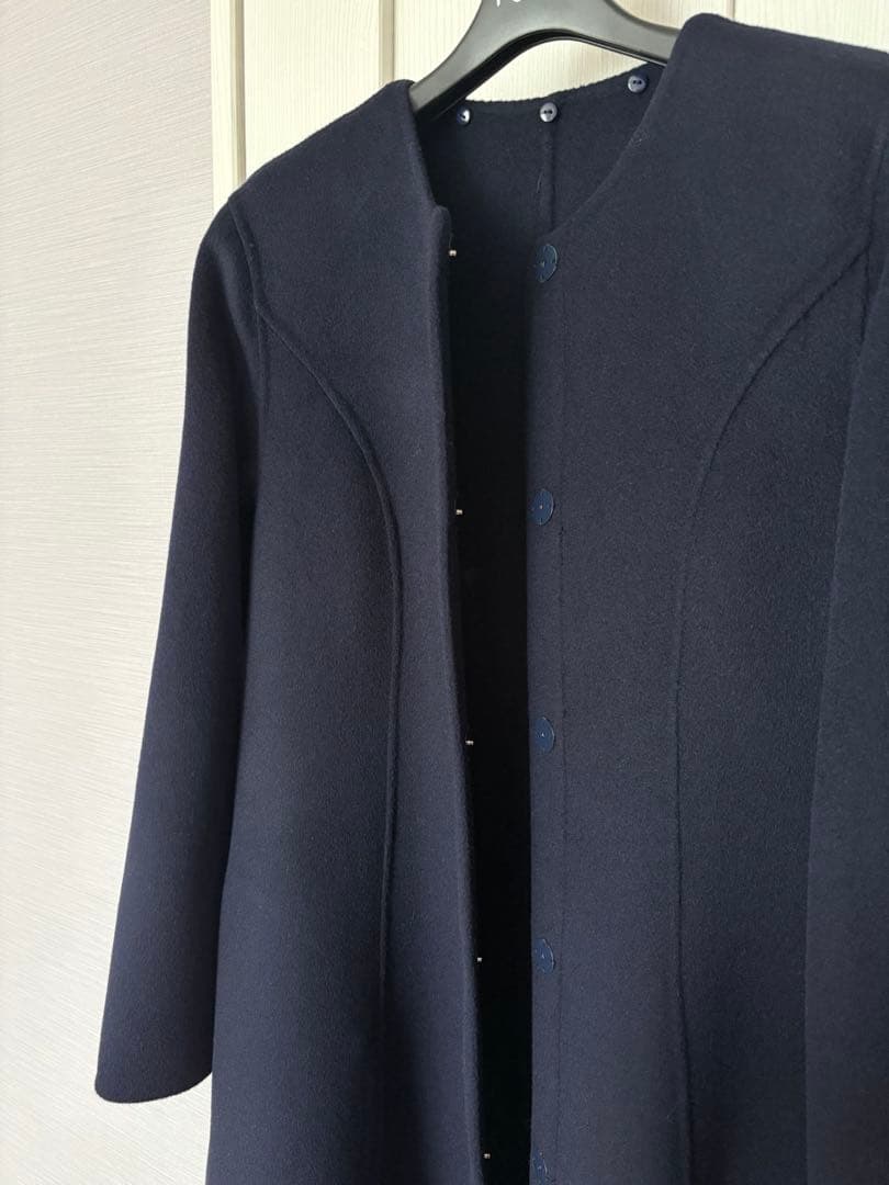 【美品】U-Big ユービック　ウールダブルフェイスFOXボウタイ付ロングコート