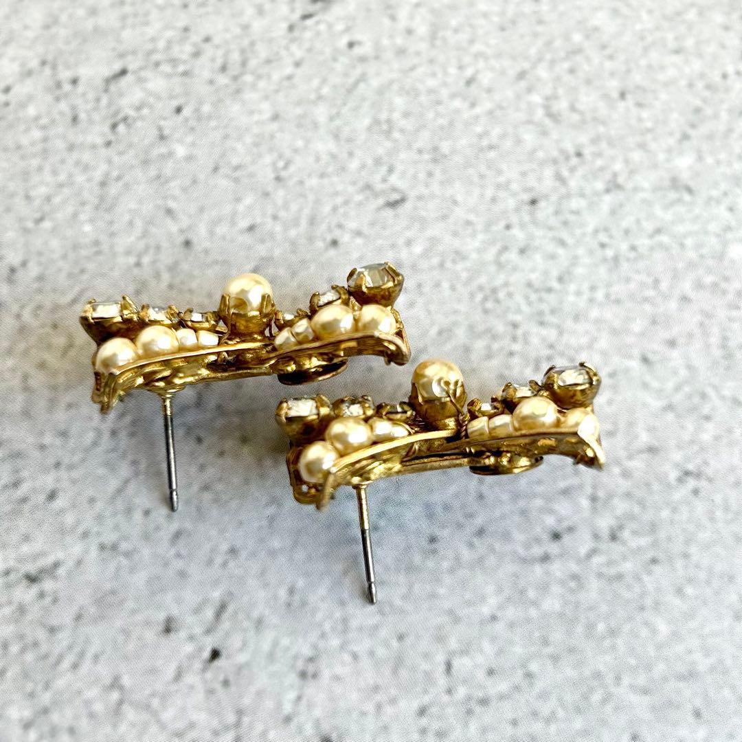 【美品】Miriam Haskell リボン型ピアス