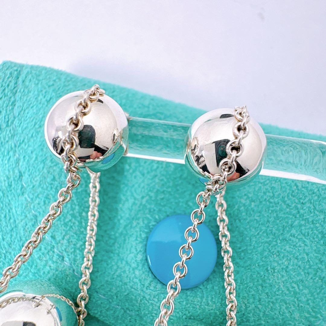 美品 ティファニー ハードウェア ボール スタッド チェーン ピアス シルバー