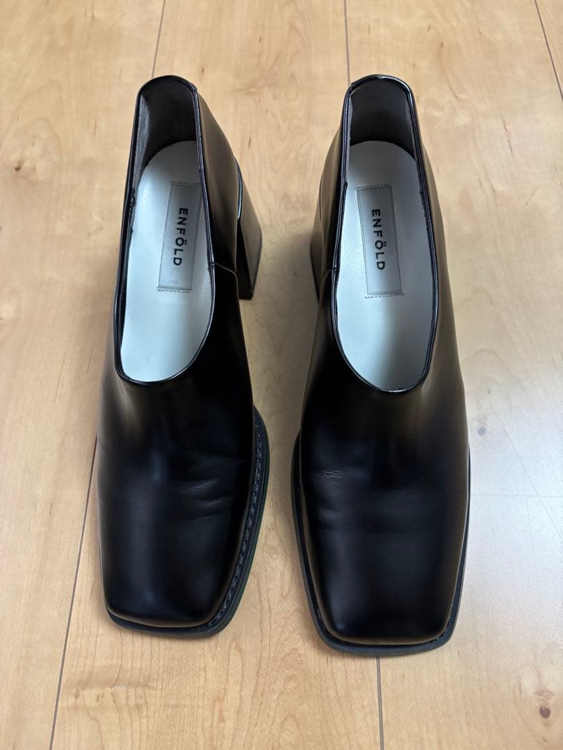 ENFOLD ブラック ハイヒール スクエアトゥ