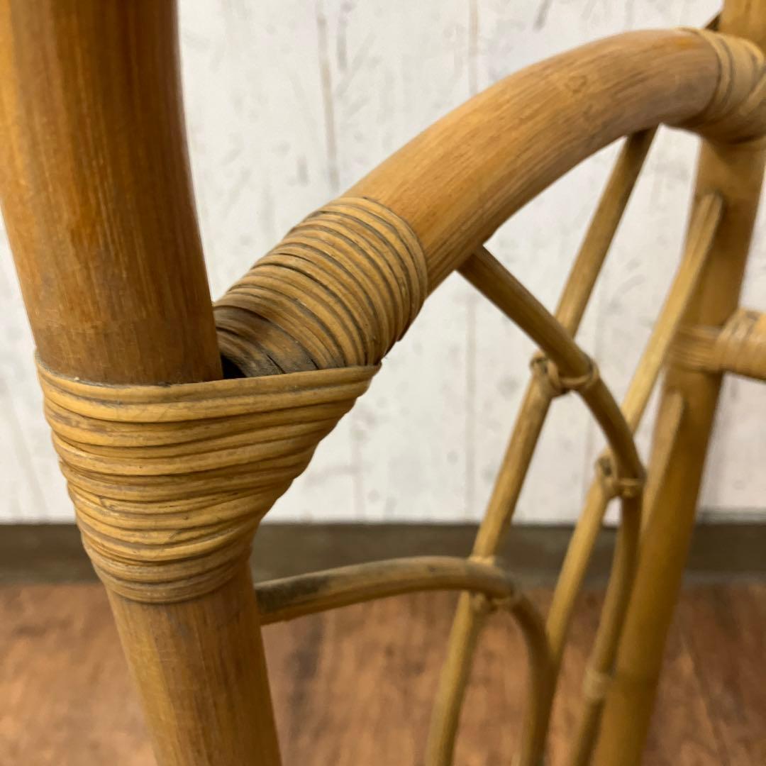 A-1 昭和レトロ ラタンスタンドミラー 姿見 傘立て 物掛け 古家具