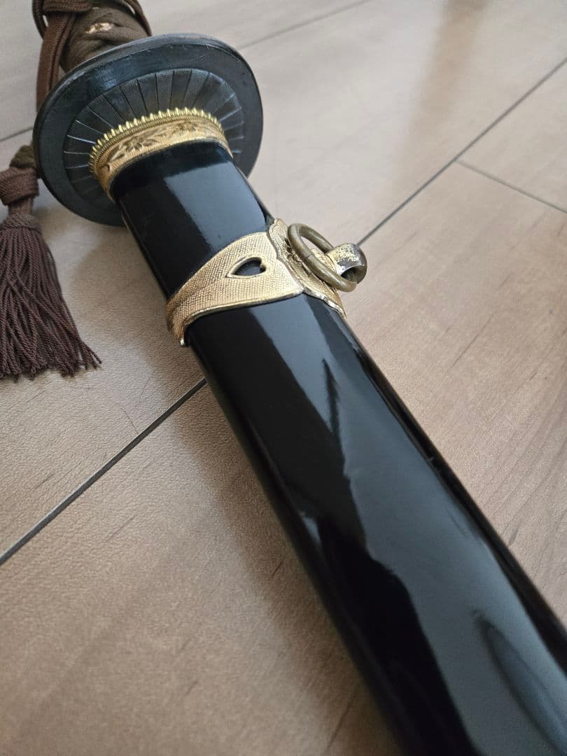 第二次大戦頃/実物　極美品　海軍士官軍刀拵え(刀身なし)　高級漆鞘　番号揃い