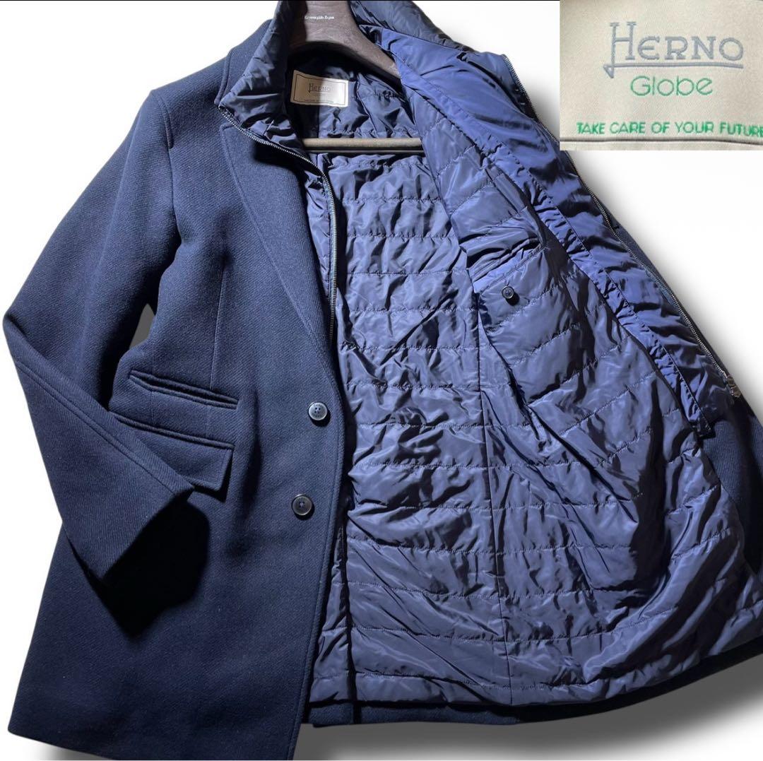 ①XL HERNO ヘルノ コート インナーダウンジャケット メンズ ネイビー系
