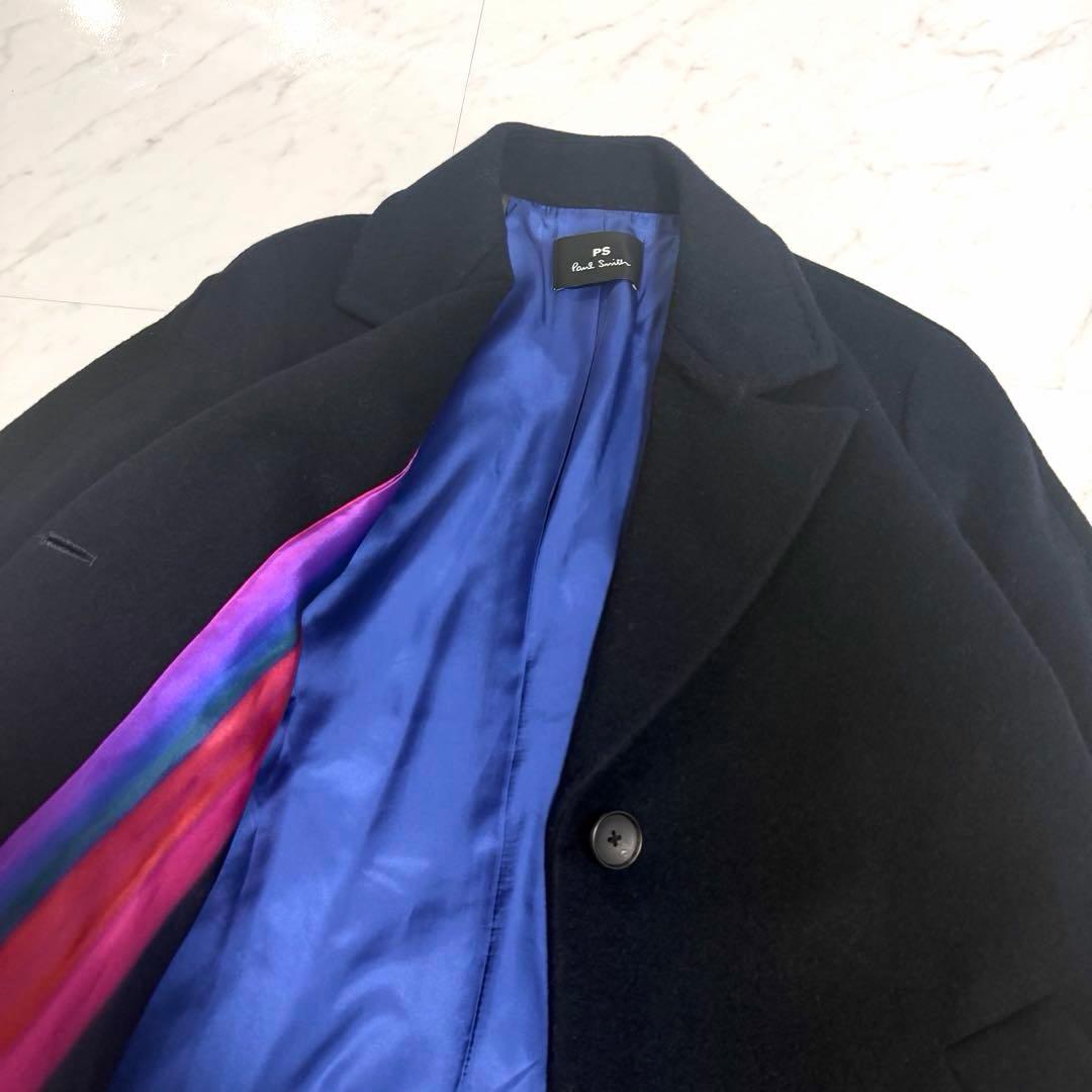 【美品✨️】ポールスミス ウール カシミヤ チェスター コート バイカラー 黒紺