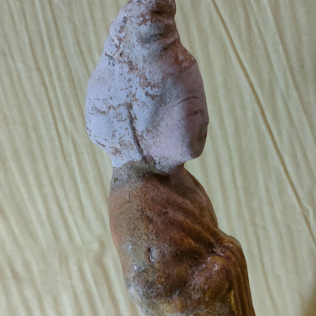 加彩人物俑　中国古陶　古玩　侍女　唐三彩