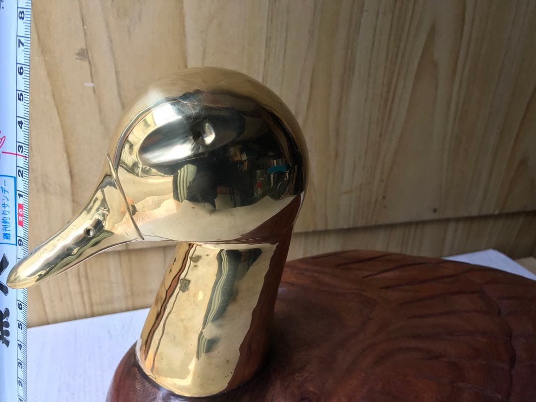 金のガチョウ 置物 縁起物 木彫置物 アヒル 鴨