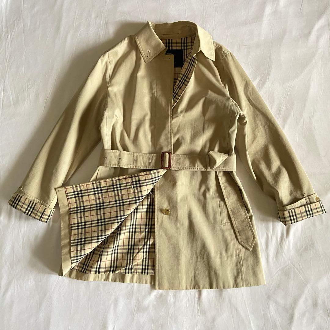美品✨バーバリーロンドン ノバチェック ステンカラーショートコート Aライン L