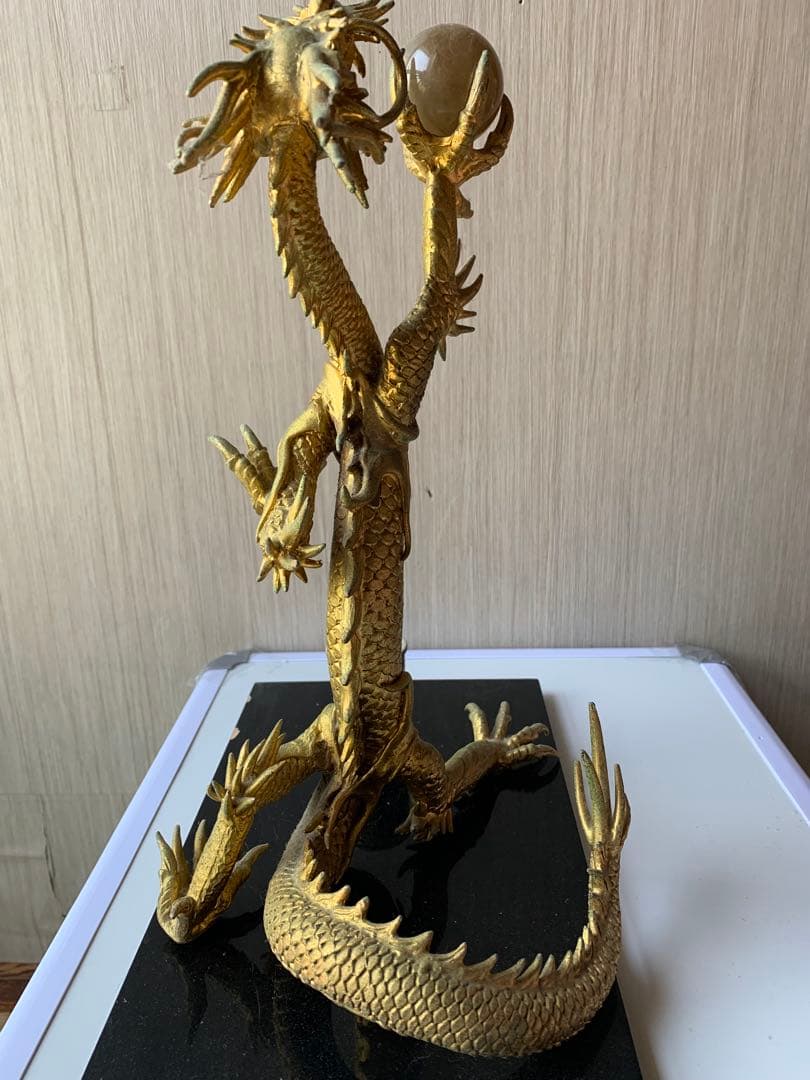 龍 置物 風水　金色　 ルチル球 水杯　 開運 金運 厄祓い 　インテリア