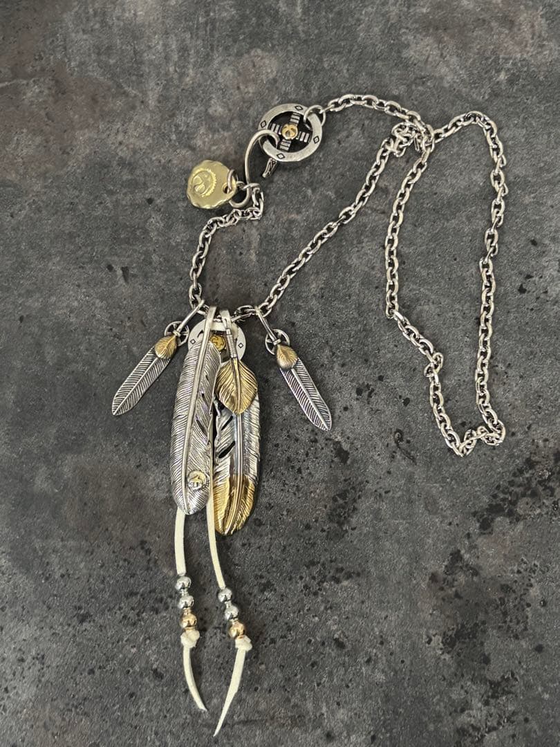 フェザーネックレス　キムタク　神セット　silver フェザー　バングルセット