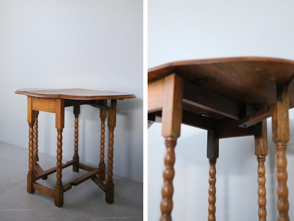 英国アンティーク木製ゲートレッグテーブル/ダイニング机バタフライ(91-148)