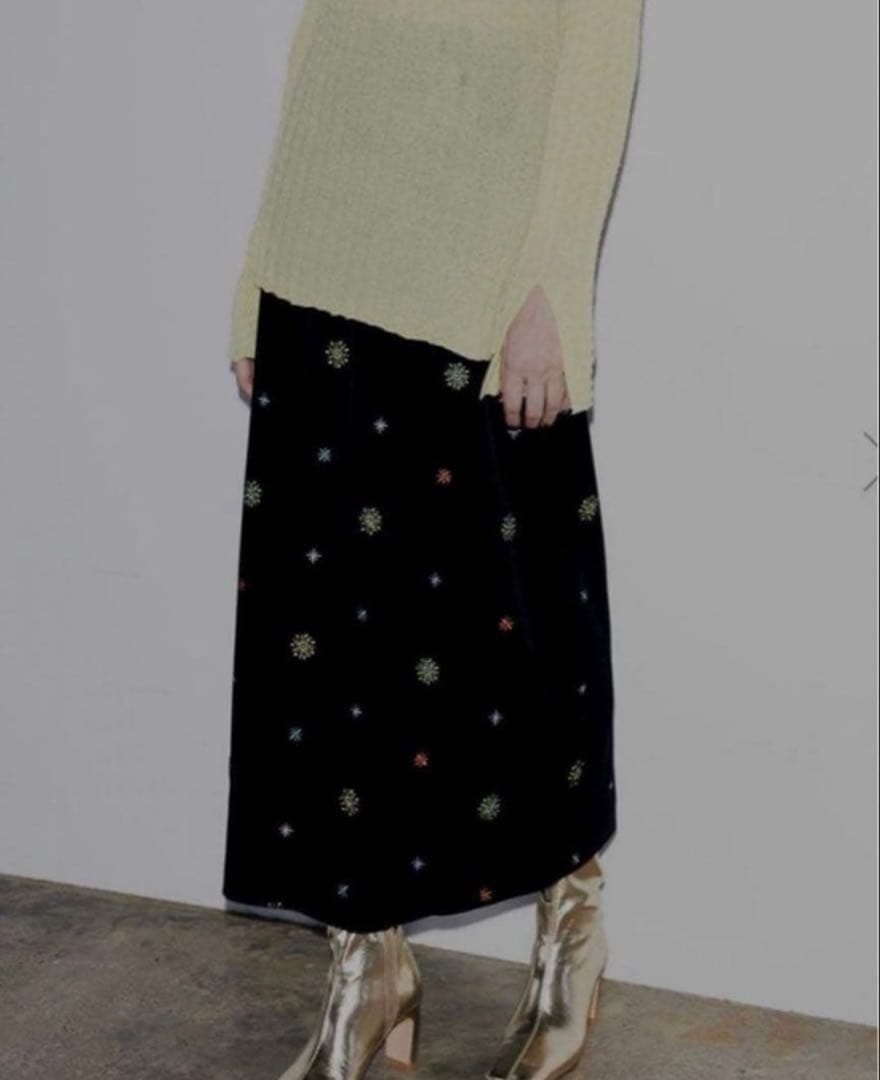 スカート Ameri GLITTER EMBROIDERY VELOUR SKIRT