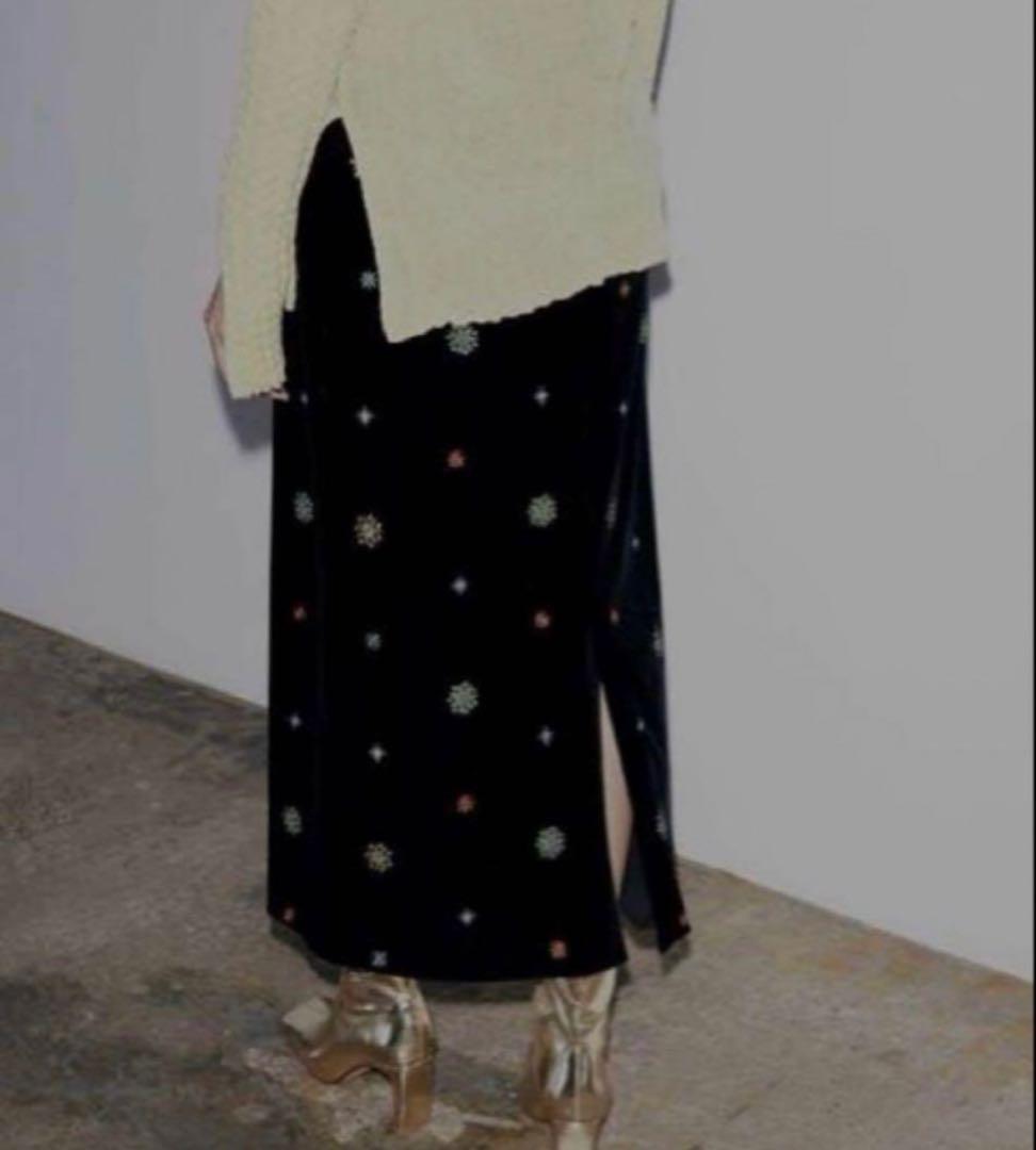 スカート Ameri GLITTER EMBROIDERY VELOUR SKIRT
