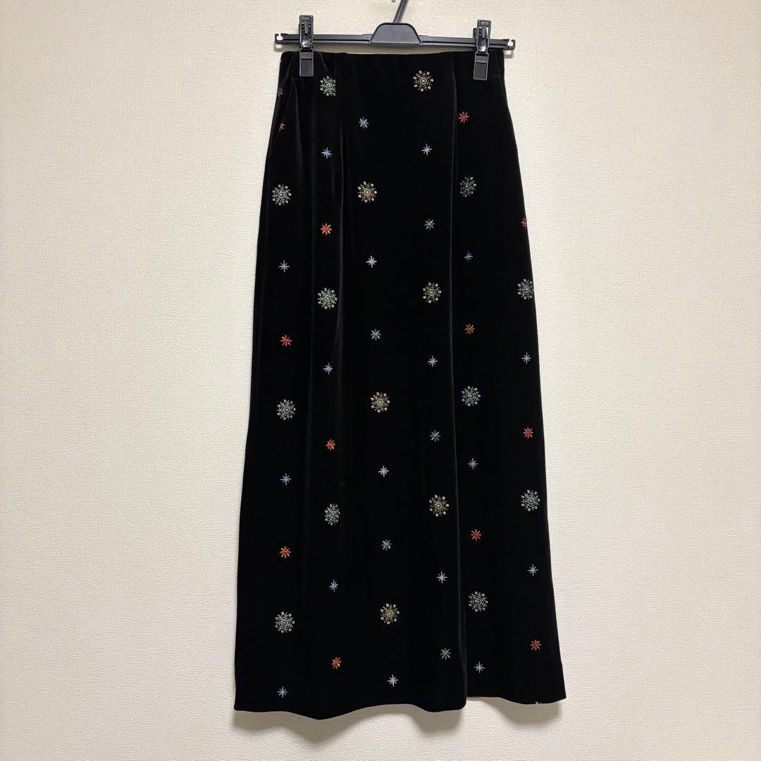 スカート Ameri GLITTER EMBROIDERY VELOUR SKIRT