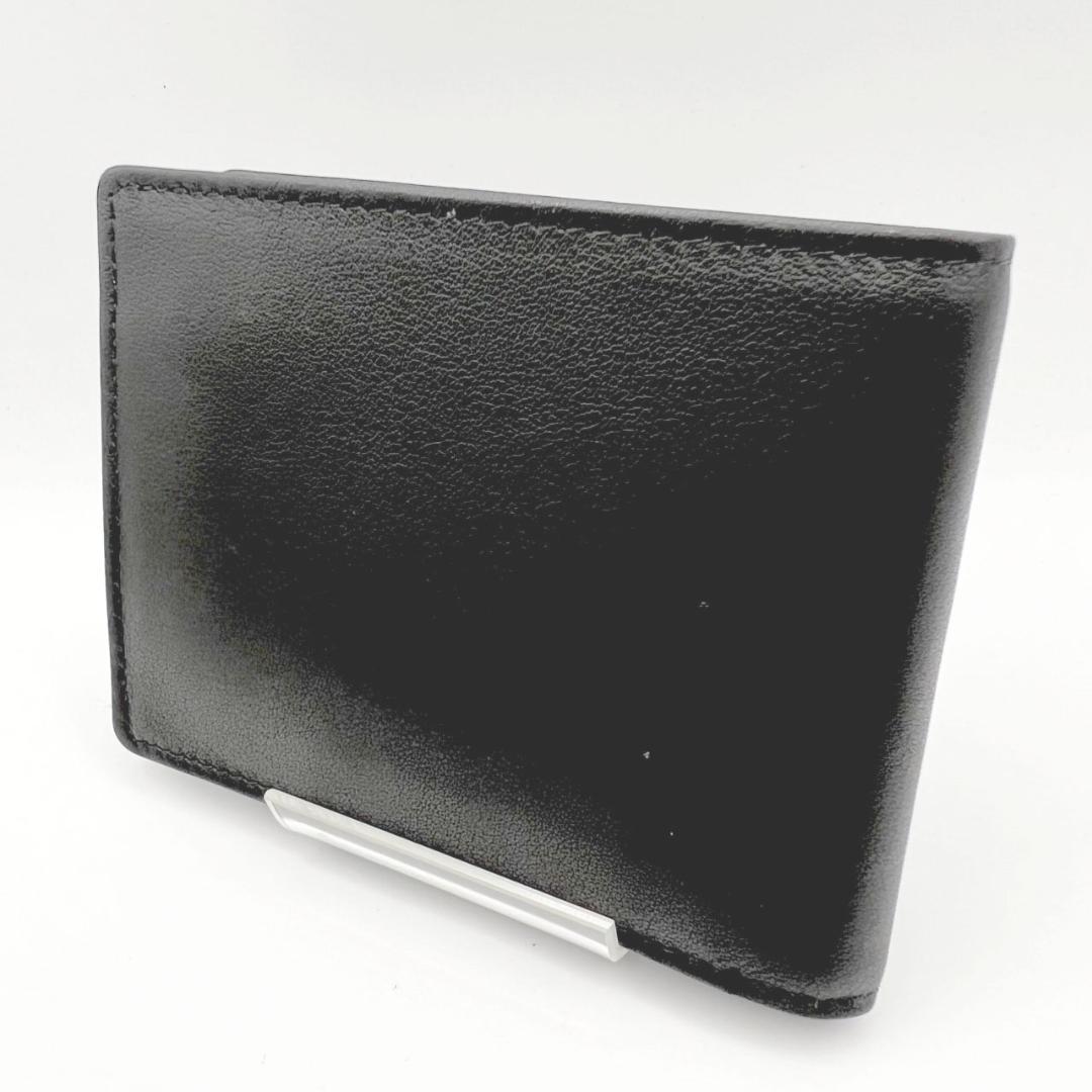未使用ゴールドファイル☆メンズ二つ折り財布 ドイツカーフ 本革 黒 日本製