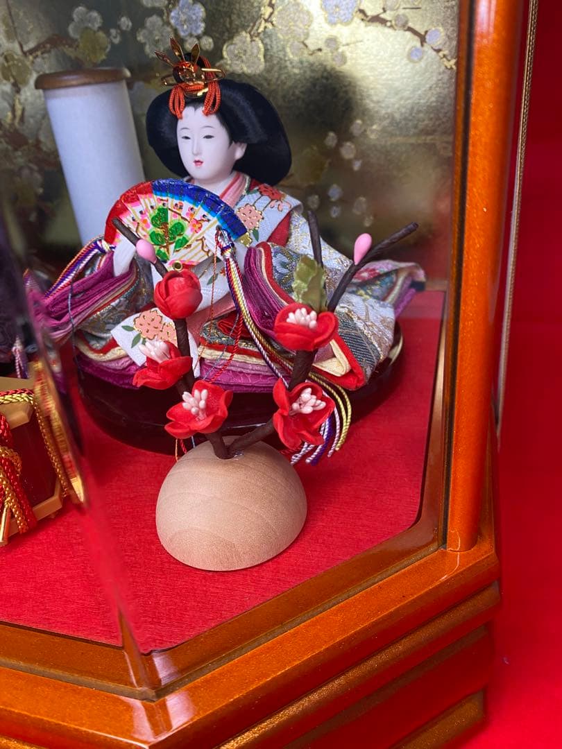 東京久月　雛人形アクリルケース入り親王飾り・間口約３８×奥行約２８×高さ約３０㎝