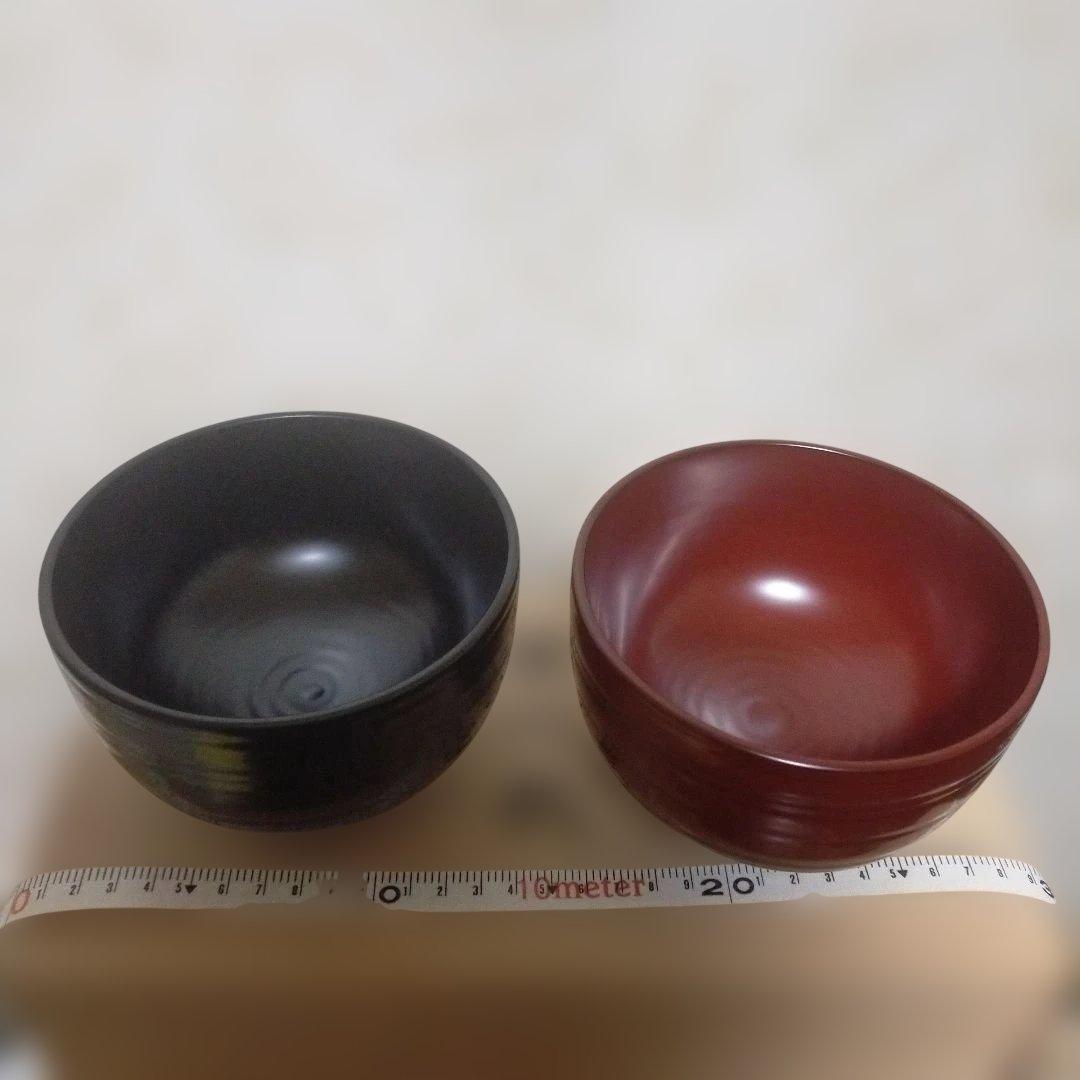 夫婦椀　漆塗り　朱、黒　古代椀