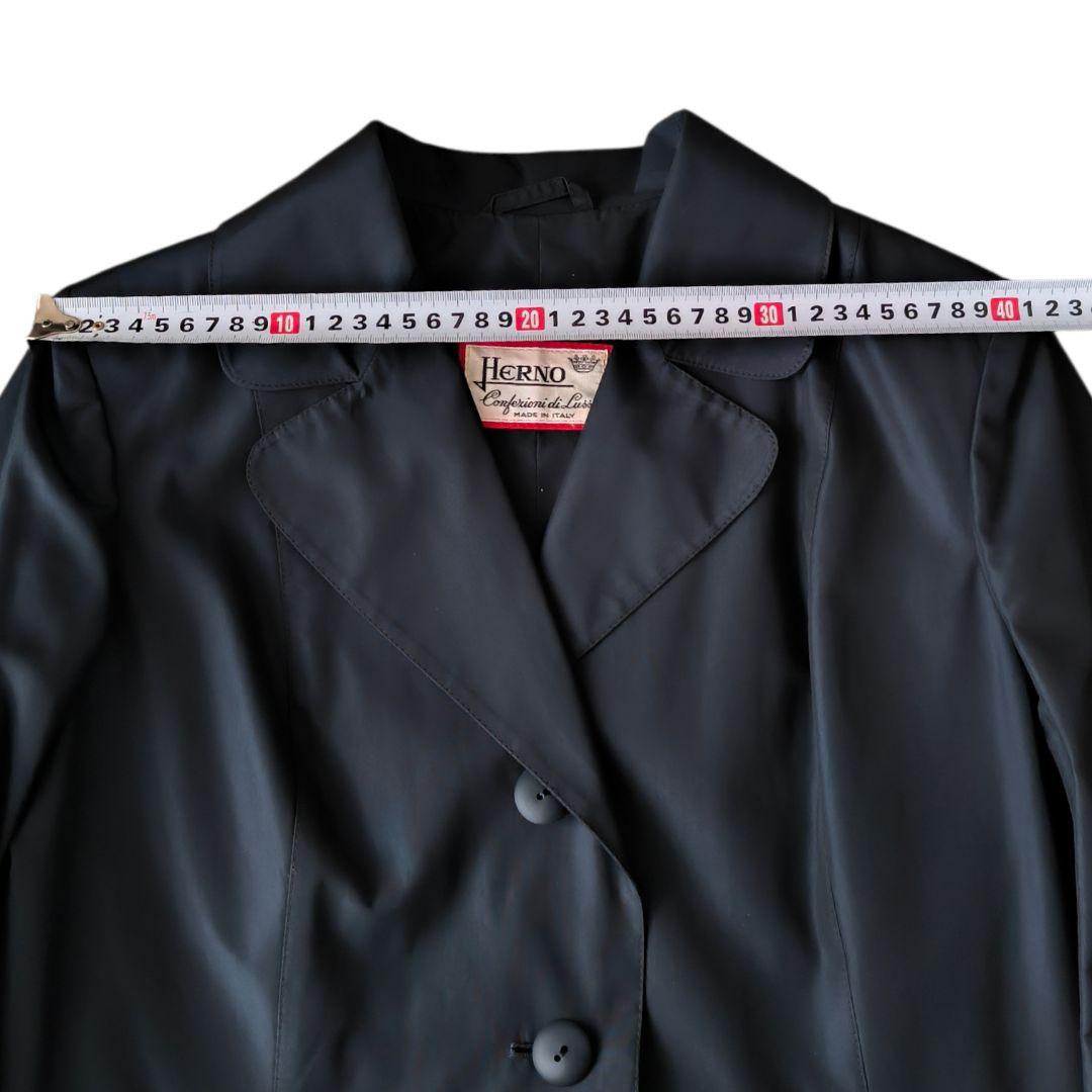 美品★HERNO ヘルノ シルク総柄ライニング コート ネイビー イタリア製