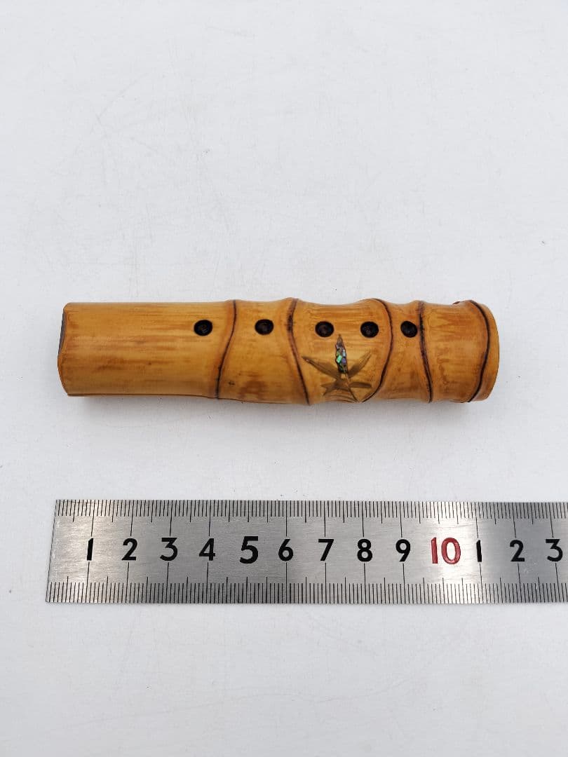 b346 香合 尺八 布袋 竹 吉田華正 木箱 茶道具 古物