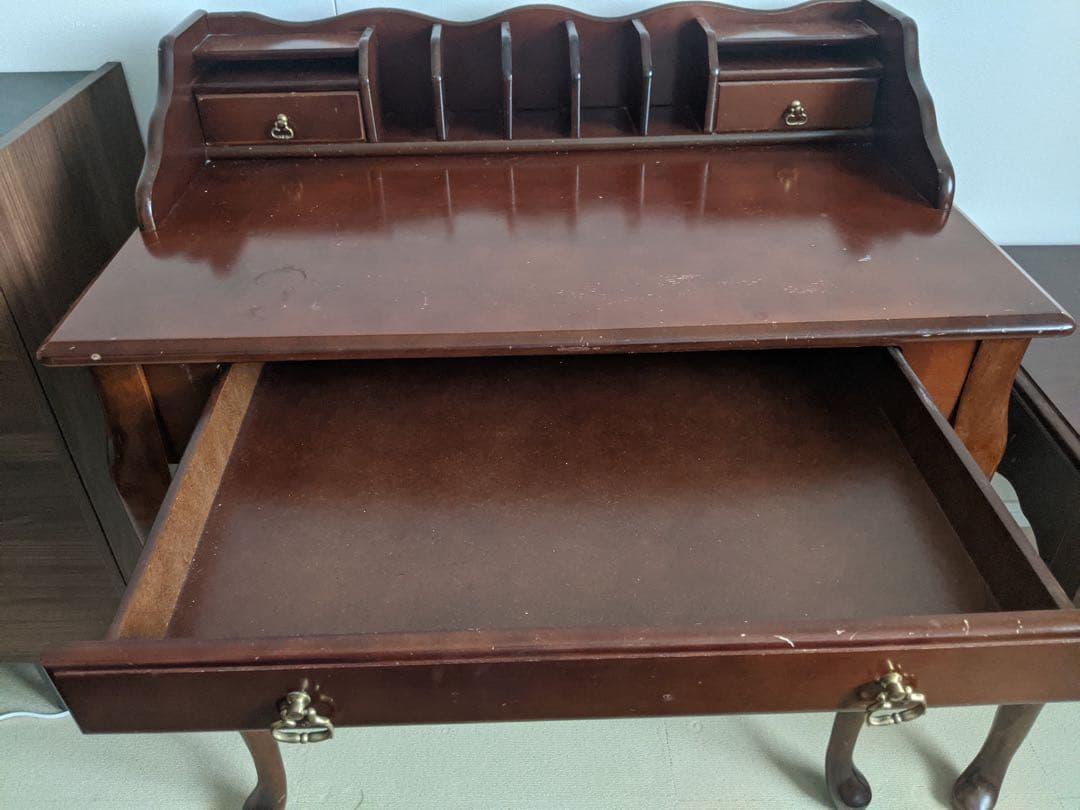 【ALEX YUU】クラシックスタイル文机 ダークブラウン