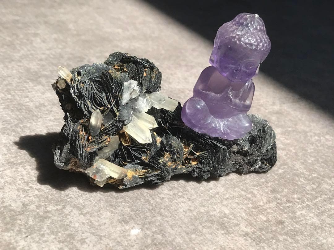 ☘️スペキュライト&クォーツ 鏡鉄鉱&水晶　仏様セット❤︎