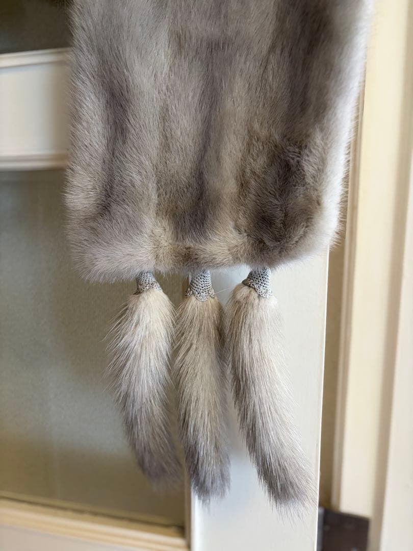 ヴィンテージ グレー ミンクファーショール 毛皮 房飾り付き クラシック 和装