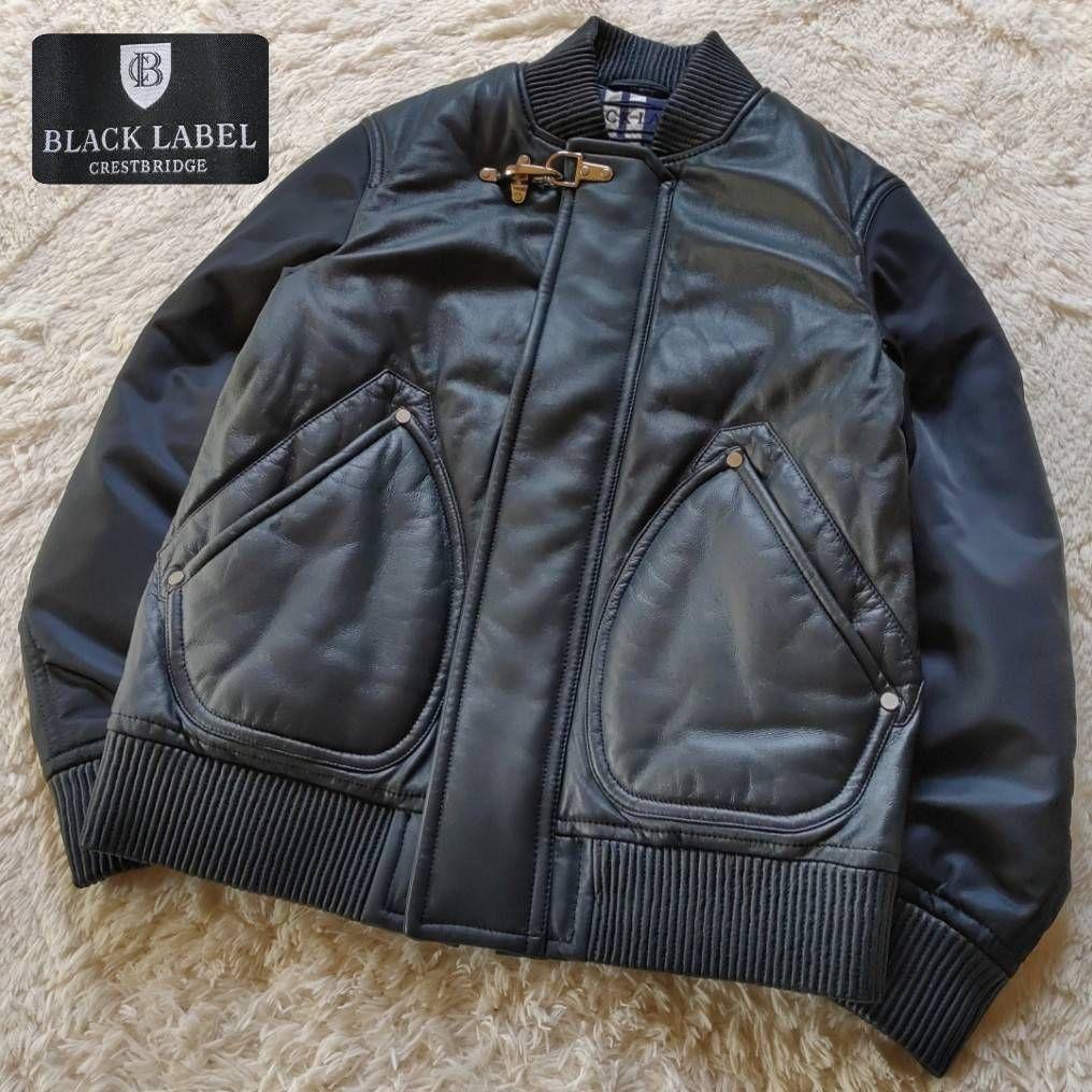 BURBERRY 異素材 切替 ファイヤーマンフック レザージャケット ブルゾン