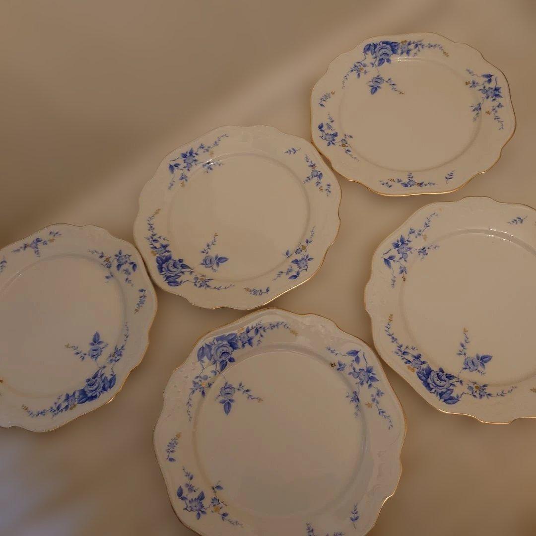 Noritake 青い花柄の皿 5枚セット