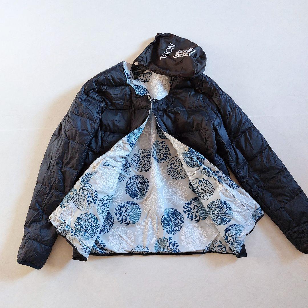 TAION&graniph　リバーシブルライトダウン欧風柄✕黒　ポーチ付き