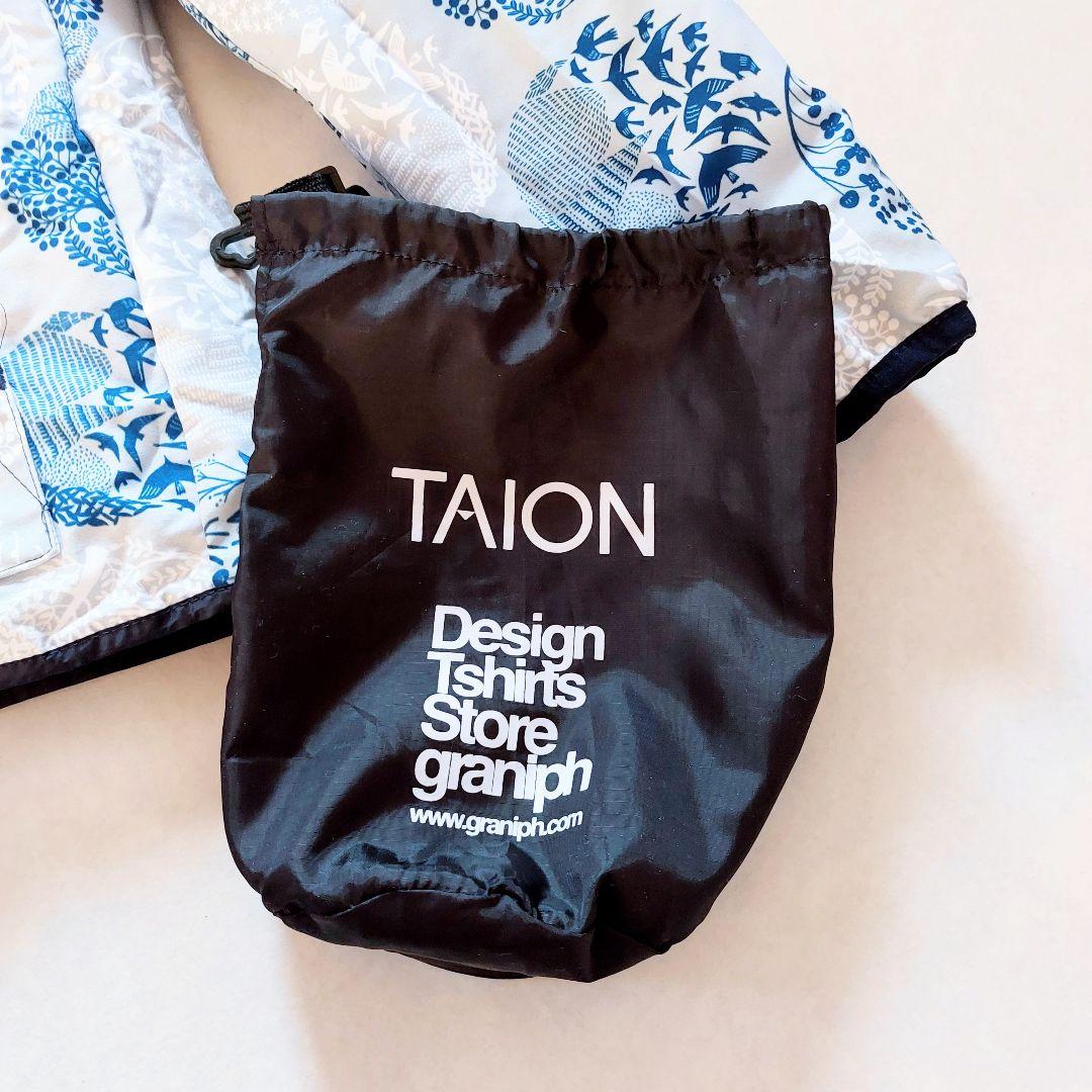 TAION&graniph　リバーシブルライトダウン欧風柄✕黒　ポーチ付き