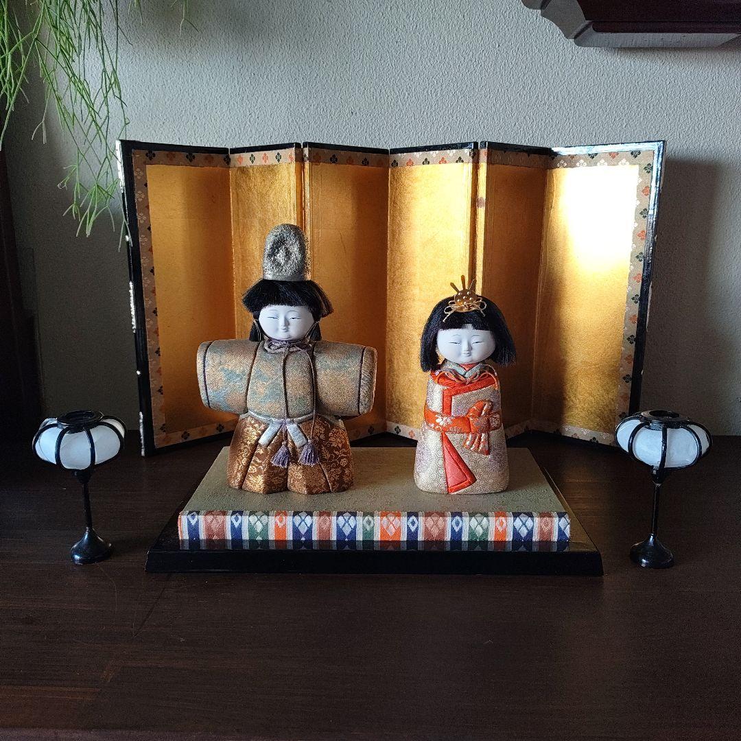 雛人形 木目込み人形 ＊金屏風 雪洞 台座セット＊ お雛様 清峯作