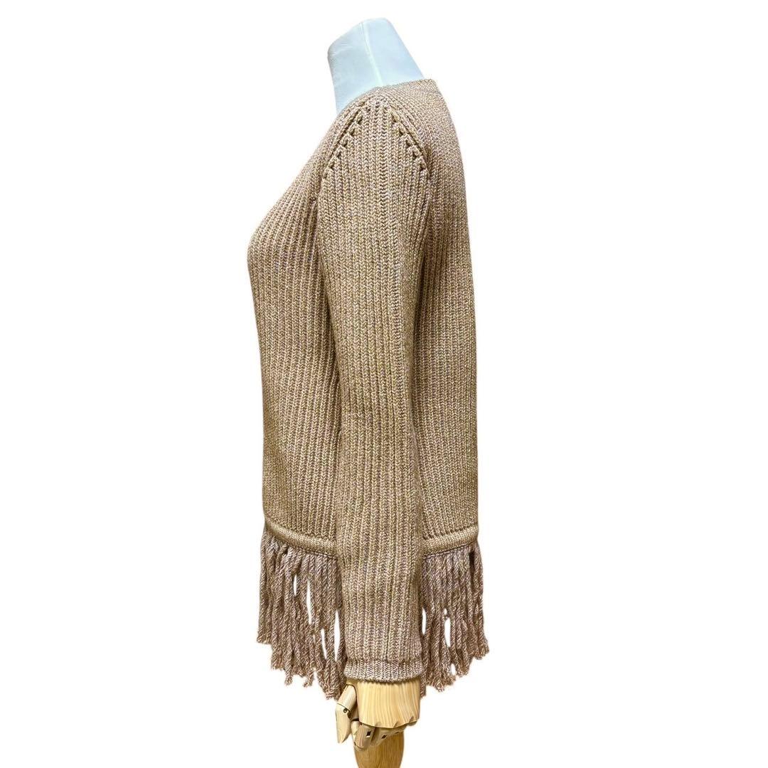 未使用級　サイズS 白タグ　マックスマーラ　フリンジ　ラメ入りカシミヤ混　ニット